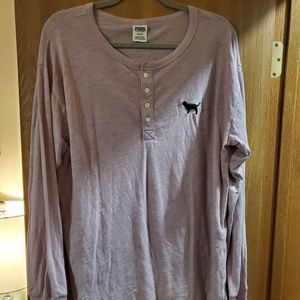 PINK Long Sleeve Henley T-Shirt